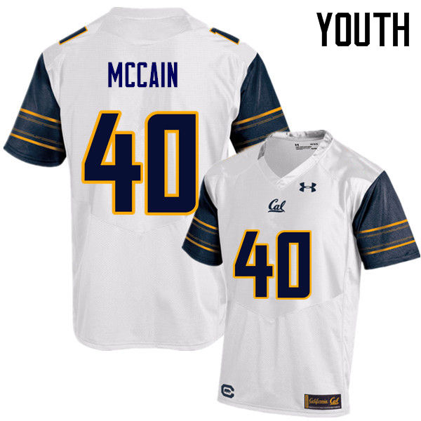 Youth #40 Chris McCain Cal Bears (California Golden Bears College) Football Jerseys Sale-White - Click Image to Close